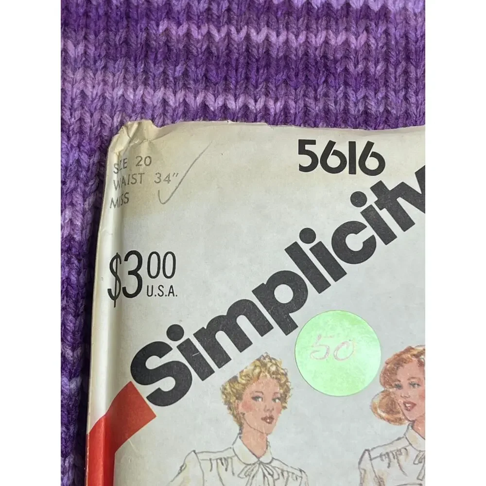 Simplicity 5616 sewing pattern straight leg slacks size 20